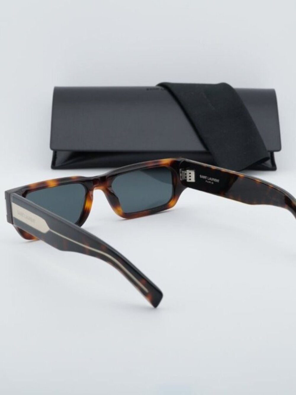 Saint Laurent SL660 002 Unisex Rectangle Sunglasses - Havana / Grey - Picture 3 of 13